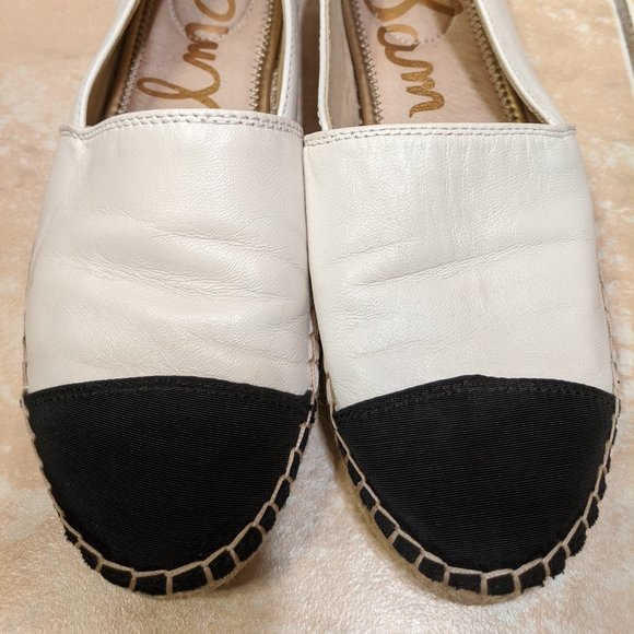 Sam Edelman Krissy Espadrille White and Black Capped Toe Slip Size 8 Loafer - Picture 3 of 10